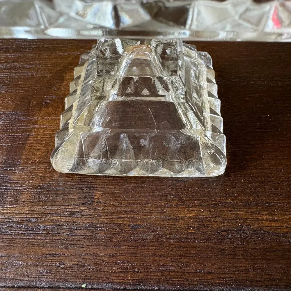Vintage Glass Candy Dish Ruby Flash Lid Footed Compote Mismatched Eclectic 30s
